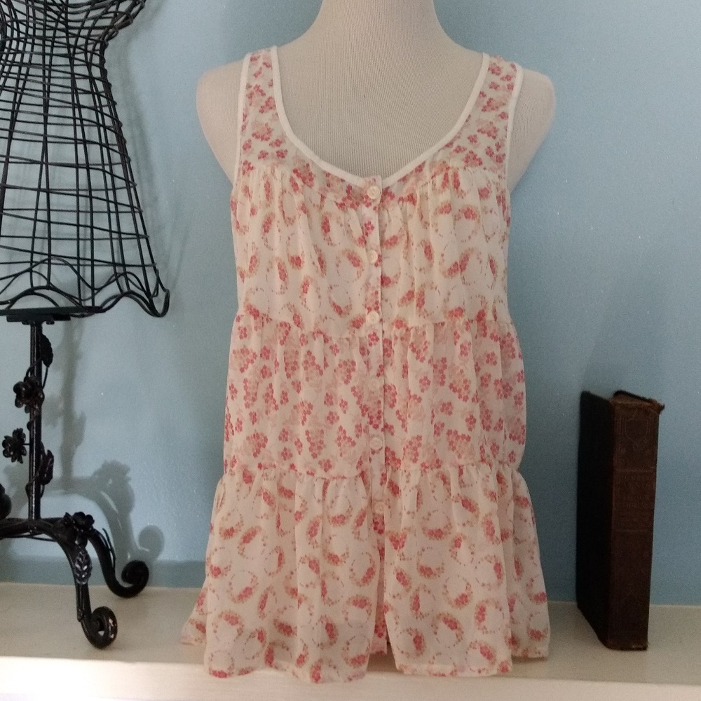 LC Lauren Conrad Shirt Top Blouse Sleeveless Pink